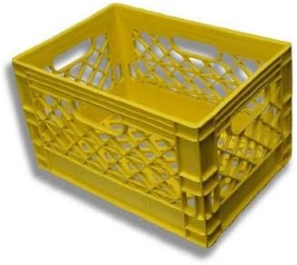 Intertrans Authentic 19x13x11 6 Gallon 24 Quart Rectangular Dairy Milk Crate (YELLOW)