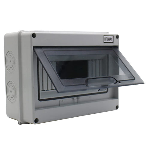 Distribution Protection Box with DIN Rail, IP65 ABS Transparent Cover, 8 Way Power MCB Distribution Box for Indoor