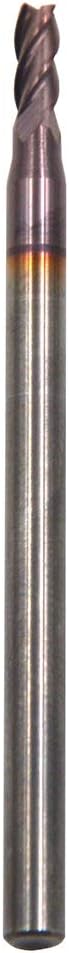 Yearfits 3/16 Blade x 1/4 Shank x 2'' Solid Micro Carbide End Mill, TiAlN Coated CNC Router Bits