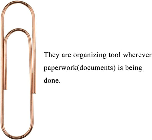 HAHIYO Paper Clips, Sturdy 4 Inches Length, 14 Pack Heavy Duty Rust Proof Reusable Metal Bright Rose Gold