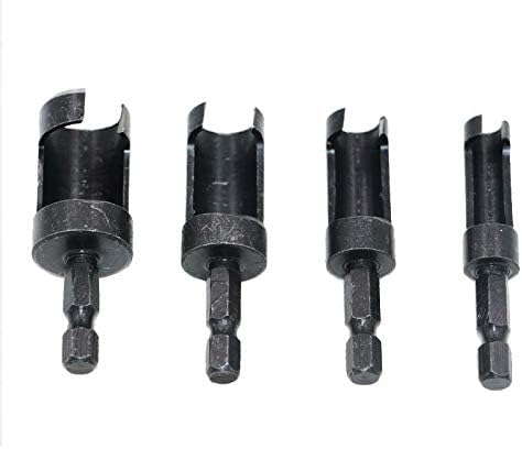4pcs Wood Plug Hole Titanium Coated Cutter Drill Bits Set, 6mm/10mm/13mm/16mm for Woodworking Cork Hole