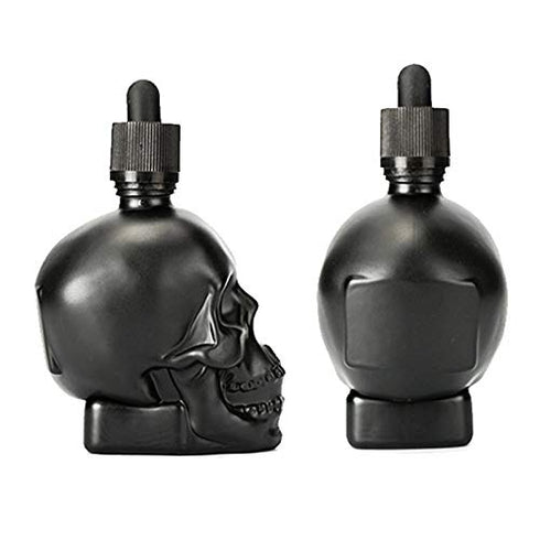 Tvoip Glass Dropper Bottle 2OZ/60ML Skull Shape Bottle for Halloween, E Liquid, Essential Oil with Pipette