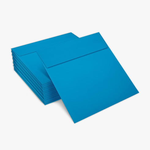 LUXPaper Square Invitation Envelopes, 6" x 6", Pool Blue, 80lb. Text, 50 Qty, Peel & Press