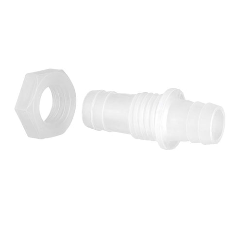 Quickun 3/8" Hose Barb Thru-Bulk Bulkhead Fitting Plastic Hex Straight Union Adapter for Water/Fuel/Air (Pack of 6)