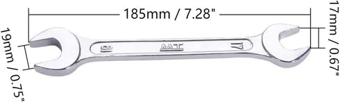 Utoolmart Double Open End Wrench, 185mm Length Metric Wrench, 17mm x 19mm Wrench Repairs Tool, 45# Carbon Steel, Chrome Plated by Utoolmart
