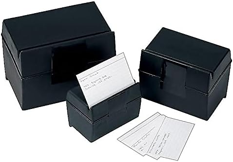 Oxford 01351 Plastic Index Card Flip Top File Box, Holds 300 3 x 5 Cards, Matte Black (1 EA)