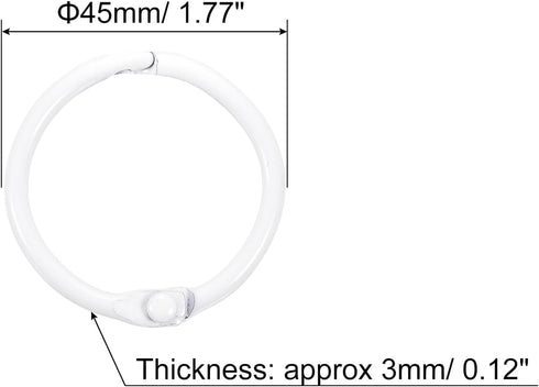 uxcell Loose-Leaf Binder Rings - 45mm/1.8" Metal Book Ring Key Holder for Home, Office Supplies, White, 10 Pack