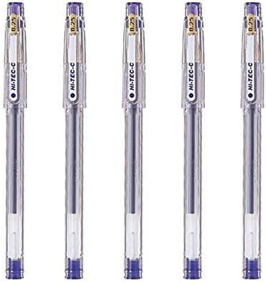 Pilot Hi-Tec-C 025 Gel Ink Pen, Hyper Fine Point 0.25mm Blue Ink, Value Set of 5