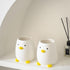 Ceramic Round Pen Holder - Cute Cartoon Animal Stand, Desk Organizer (Gray White)