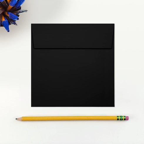 LUXPaper Square Invitation Envelopes, Peel & Press, 5" x 5", Black Linen, 80lb Text, 50 Qty