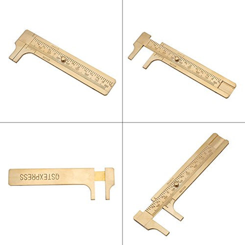 Brass Vernier Pocket Caliper Gauge, Handy Sliding Ruler Measuring Tool Double Scales mm/inch Mini Bead Wire Jewelry