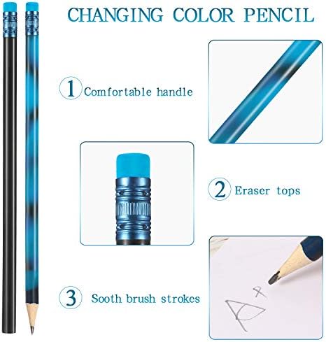 Outus 60 Pieces Color Changing Mood Pencils for Kids, 2B Thermochromic Pencils with Eraser for Birthday Party Favors