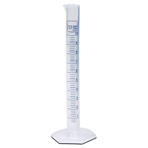 10ml Plastic Graduated Cylinder, Single Metric Scale, Karter Scientific 237I3, Polypropylene