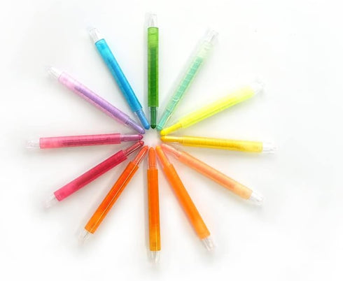 Twist-Up Highlighter Set, 12 Colors, Long Lasting Non-Toxic Dry Highlighters for Bible, Text, & Notes