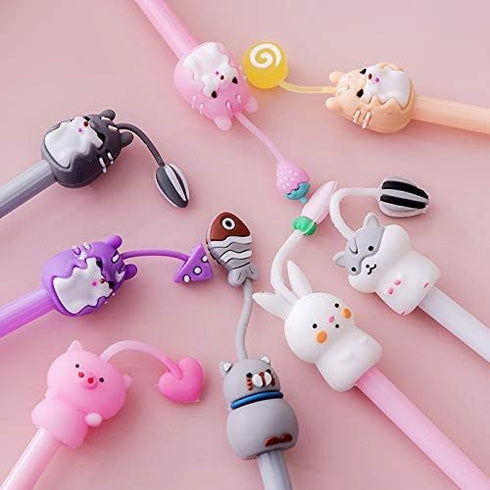 Cartoon Animal Ink Gel Pens, 0.38mm Ball Point Writing Instruments for School and Office, 8 Pack