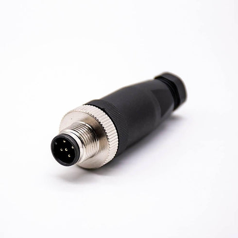 2 Pcs M12 Connector 5 pin Male A-Code Field Installable Screw Termination Unshield, Field Assembly Wireable Connector Straight Male Assemble Type Plug Unshiled IP67 Industrial Sensor Plug Adapter