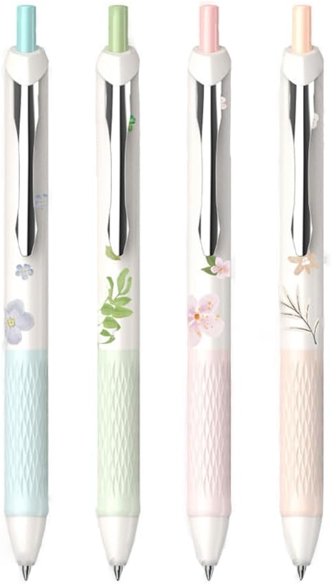 DUNBONG Flower Style Water-based Neutral Pen - 0.5mm Fine Point Gel Ink Ballpoint Pen - Pack of 4
