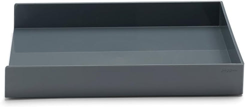 Poppin Stackable Letter Tray, Modular Lacquer Desk Trays for Office Organization, Dark Gray, Letter