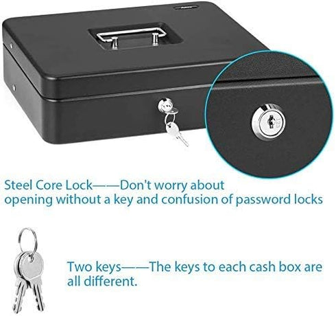 SentrySafe Black Money Saving Box with Cash Tray, Key Lock, Portable Safe, 0.21 Cubic Feet
