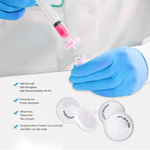 Allpure Biotechnology Syringe Filters, PES Membrane, Non-sterilized, 25 mm Diameter, 0.22 µm, Pack of 100