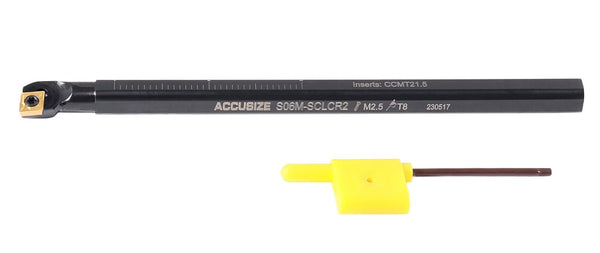 Accusize Industrial Tools 3/8'' x 6'' Overall Length, RH Sclcr Indexable Boring Bar with CCMT21.5 Inserts