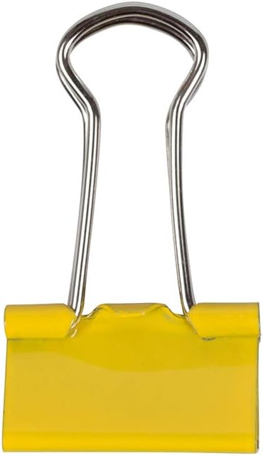 JAM PAPER Small Colorful Binder Clips, 3/4 Inch (19 mm), Yellow, 25/Pack