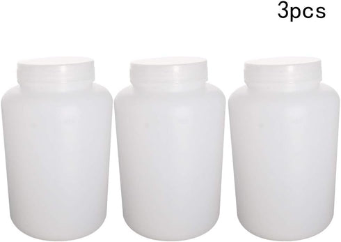 Othmro 3pcs 67.64oz/2000ml Plastic Empty Lab Cylindrical Chemical Reagent Bottle, Wide Mouth