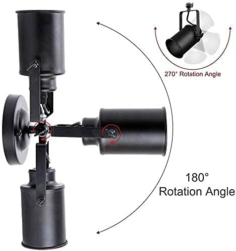 NOTOC Industrial Adjustable Retro Black, Plug-in Wall lamp, Rocker Wall Sconces with on/Off Switch for Bedroom Living