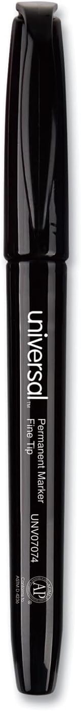 Universal UNV07074 Fine Bullet Tip Pen-Style Permanent Marker, Black, 60/Pack