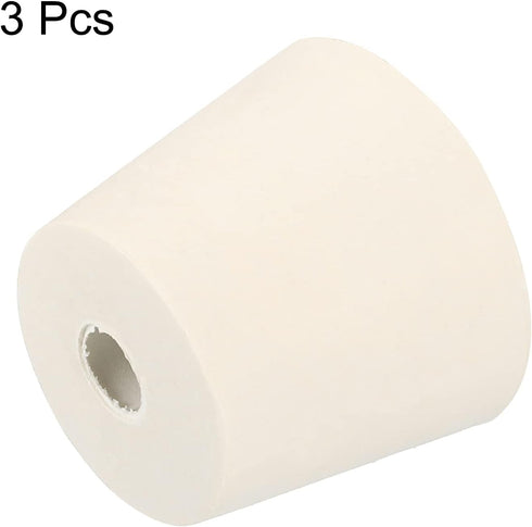 MECCANIXITY Rubber Tapered Plug, 28mm to 37mm, with Hole for Test Tubes, White, 3 Pieces