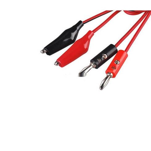 Generic 1 4mm 1M Pair Banana Plug to Shrouded Copper Electrical Clamp Clip Test Cable Leads for Multimeter Testing