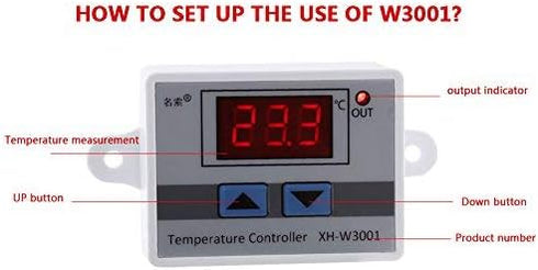 XH-W3001 Mini Thermostat Switch, 12V Digital Intelligent Temperature Controller with Waterproof Sensor Probe