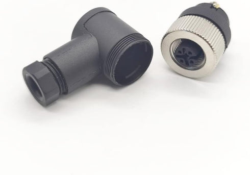 M12 5 Pin Female Connector, 12mm A Code Industrial Circular Connector, IP67 Right Angle Type Adapter