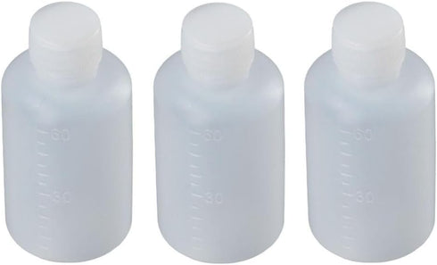 FEIYING 50pcs 60ml 2OZ Plastic Travel Empty Small Mouth Graduated Lab Chemical Container, Sample Bottles with Caps