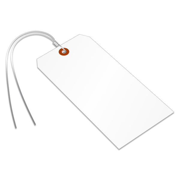 SmartSign Blank White Tag with Wire, 6 1/4" x 3 1/8", Pack of 25, Tear Proof Polypropylene