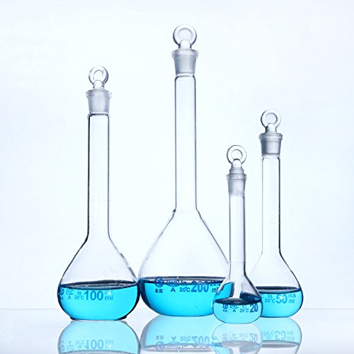 5ml Volumetric Flask with Grinding Stopper Class A Flat Bottom Printed Blue