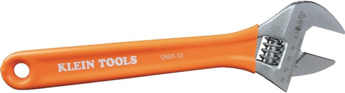 O50712 12-Inch Klein Tools Adjustable Wrench, Extra-Capacity Jaw, Forged Heat-Treated Alloy Steel, SAE, Metric Scales