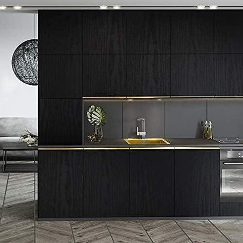 17.7"x118" Black Wood Peel and Stick Contact Paper Self Adhesive Wallpaper for Wall Countertop Cabinet Shelf Home