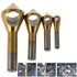 TJP 4pcs Chamfer Countersink Deburring Drill Bit, Crosshole Cutting Metal Wood Tools