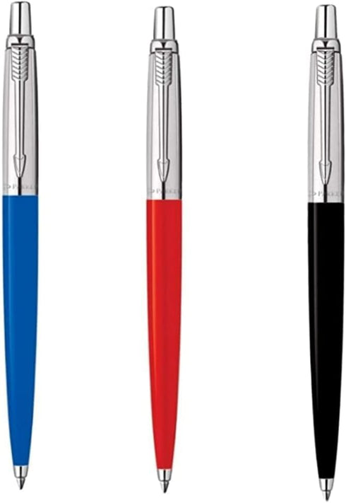 Parker Jotter Ballpoint Pen, 3 Colours - 1 Black + 1 Blue + 1 Red