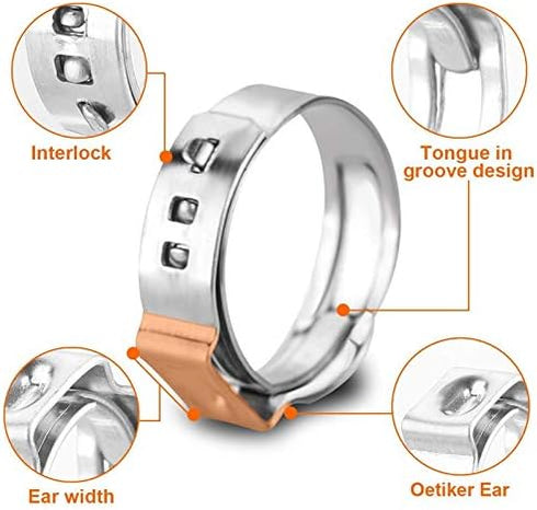 139Pcs 11 Sizes Single Ear Hose Clamps with Pliers, 304 Stainless Steel Crimp Assortment Kit