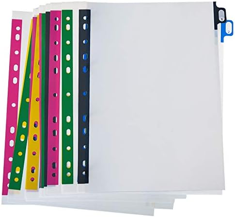 Chris.W A4 Plastic Binder Index Tab Dividers, 20 Multi-Color Tabs, Reinforced 11 Hole Design for Ring Binders