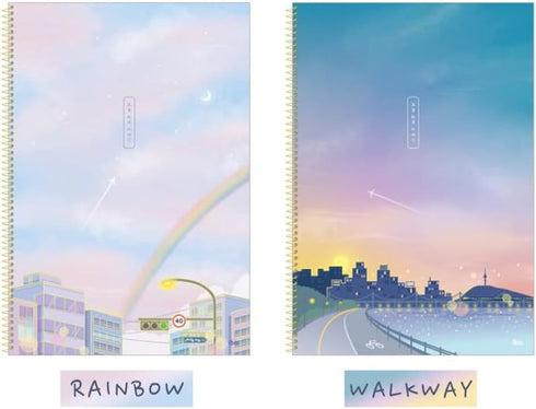 Shining Day Korean Aesthetic Notebooks, Pack of 4, 50 Pages, Lined Spiral Kawaii Notebook Set, Cute Designs for Journal