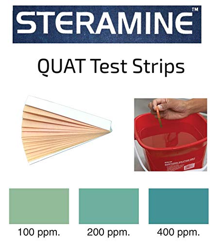 Steramine Quat Sanitizer Test Strips, 15 Litmus Paper Each Envelopes, Kit of 2X QT-10 Test Strips to Measure 0-400 PPM, Quat Test Strips for Testing Sanitizing Solution Made with Quaternary Tablets