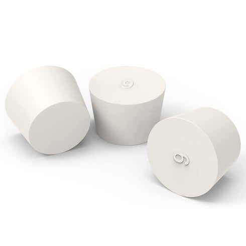 Solid Rubber Stoppers, (5 Pack) 9# White Tapered Lab Seal Rubber Stopper