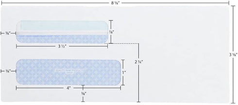 Quality Park #8 5/8 Security Envelopes, 500/Box, 24 lb White, Double Window, Self Seal, 3-5/8" x 8-5/8" (QUA24539)