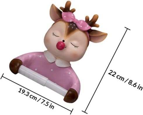 Generic Cartoon Deer Toilet Paper Holder Wall Mount Decorative Roll Paper Shelf Bathroom Tissue Storage Rack Cute