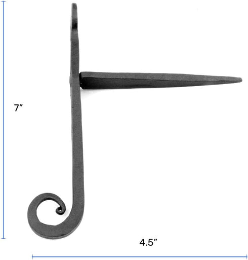 7 Renovators Supply Manufacturing Shutter Dogs In. Rat Tail Shaped Black Wrought Iron Shutter Dogs With Mounting