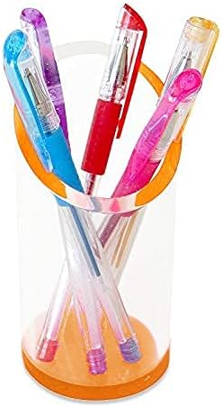 OfficeGoods Acrylic Pen & Pencil Holder - Modern Cylinder Design, Beautiful Desk Organizer for Home or Office, Neon