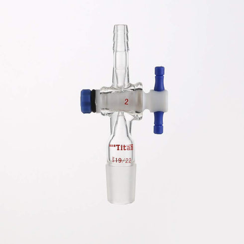 Vacuum Flow Control Adapter with PTFE Stopcock, 2mm Diameter, 19/22 Joint and Straight Hose Connection for Lab Supply,Air Water Line Tube Flow Control Valve